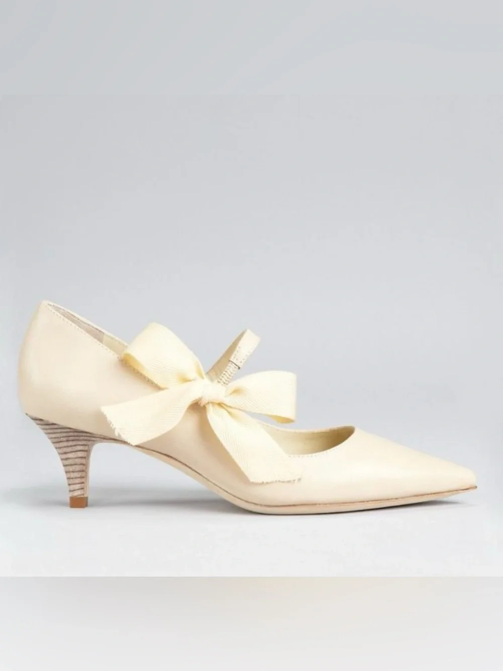 Tory Burch Cream Pointed-Toe Bow Dress Pump‎